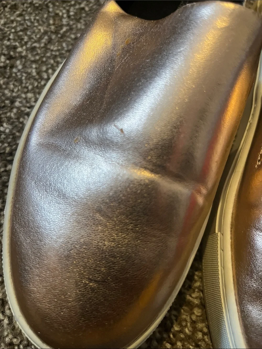 Rebecca Minkoff Metallic Nana Leather Rose Slip-On Platform Sneakers SZ 7.5